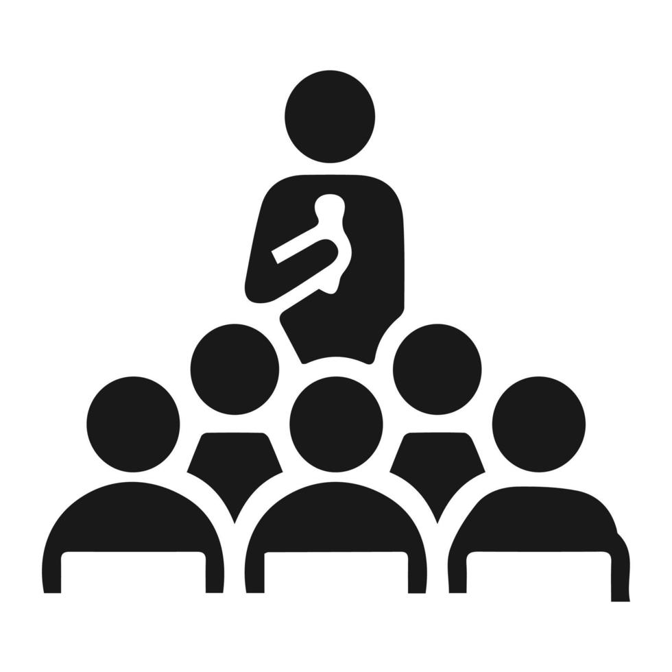 Gruppe von Personen im Seminar-Symbol auf weißem Hintergrund. pädagogisches oder organisatorisches Konzept. Vektor-Illustration. vektor
