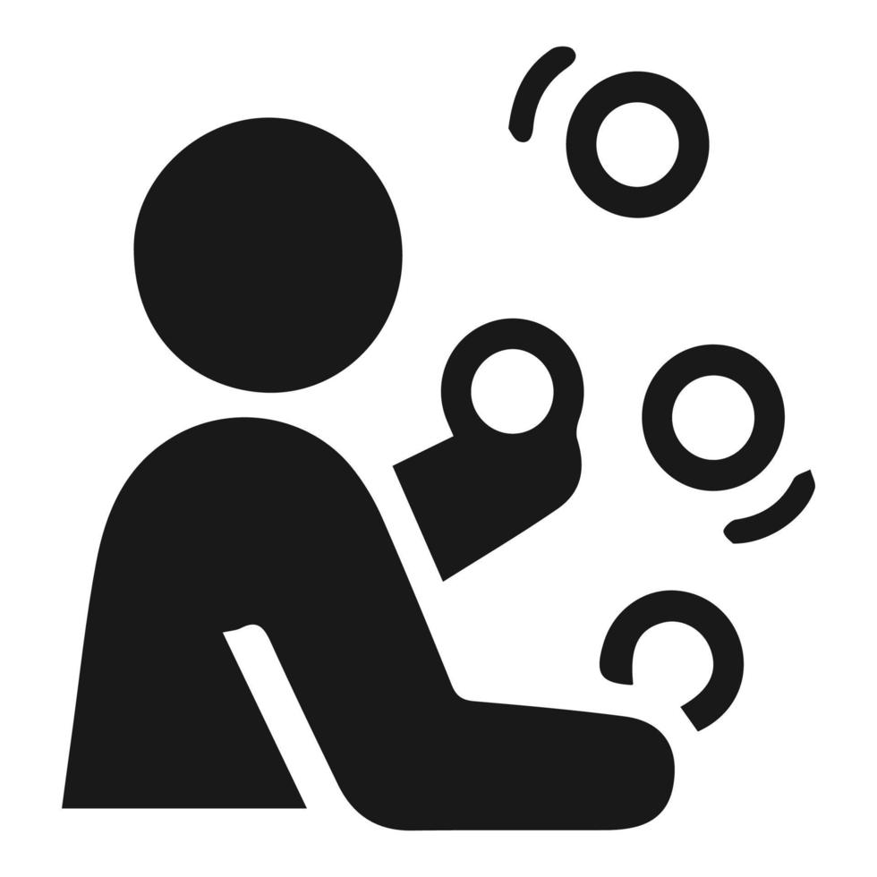 Person, die Wimpelball-Symbol in der Hand auf weißem Hintergrund spielt. Vektor-Illustration. vektor