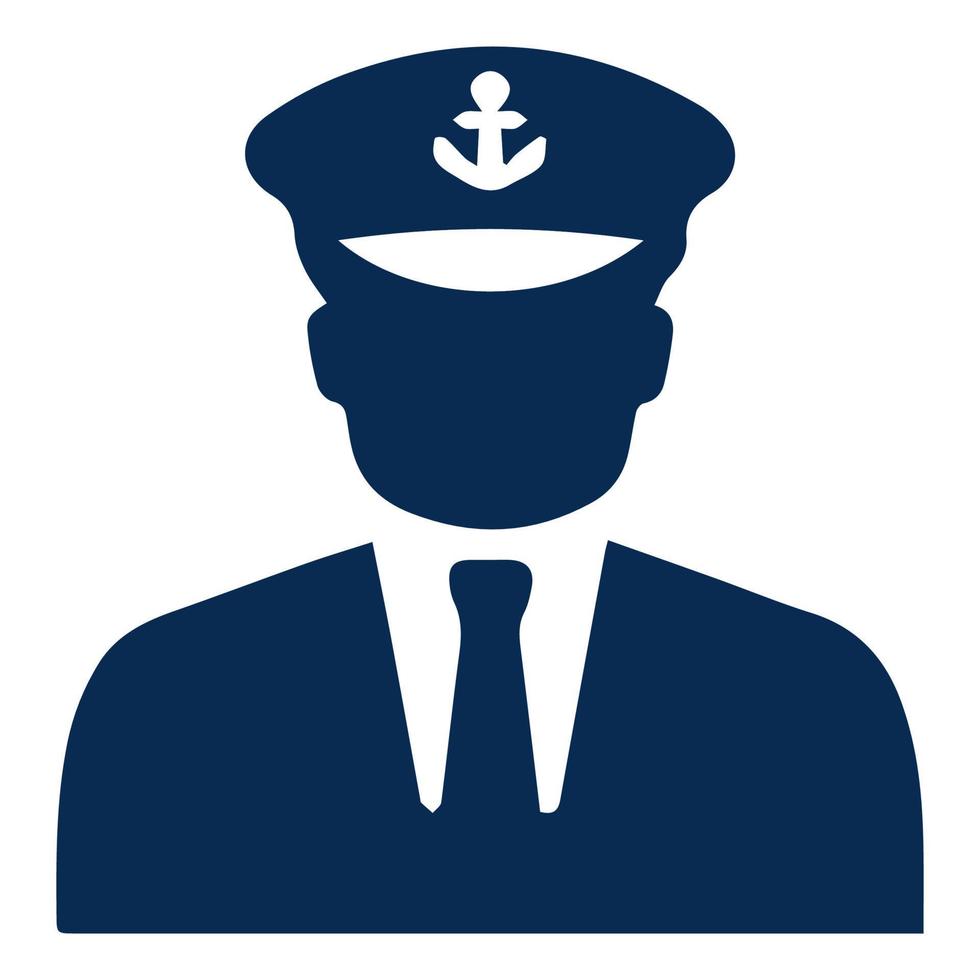 Schiffskapitän-Symbol, Kapitänsschild, Marineoffizierfigur. Vektor-Illustration. vektor
