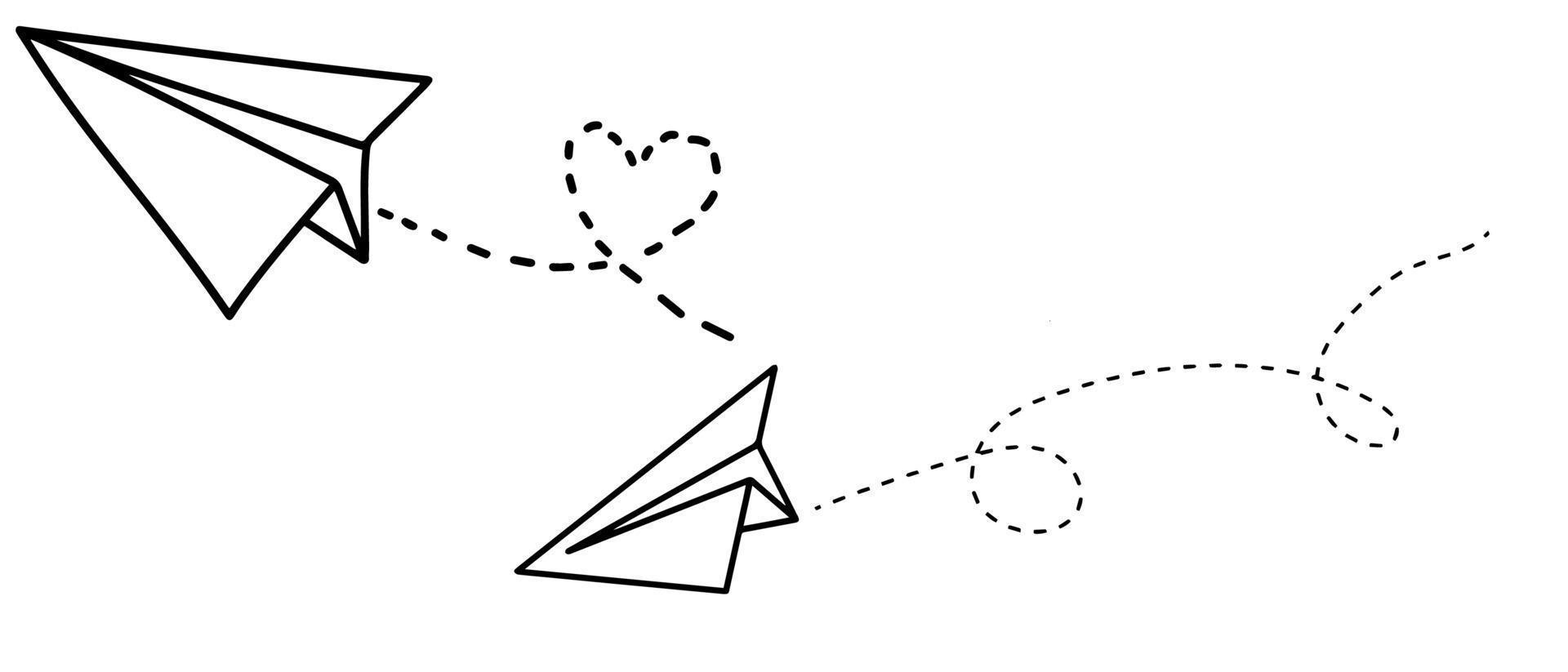 Papierflugzeug-Symbol. handgezeichnetes Papierflugzeug. Vektor-Illustration. vektor
