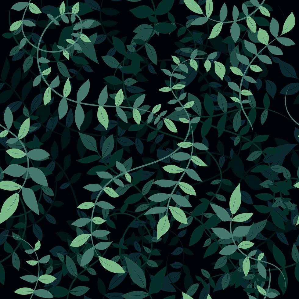 sömlösa gröna blad vinstockar växt mönster i lager med skuggor. blommigt blad överlägg på brunch av klättrare växt. lämplig för tapeter, omslag, textiltryck och bakgrunder vektor