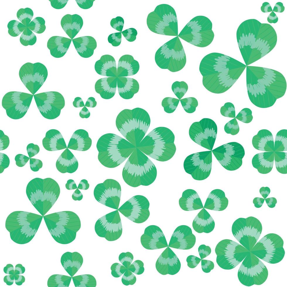 realistisches kleekleeblatt nahtloses muster auf weißem hintergrund vektorkleeblattschablone für st. Patricks Tag vektor