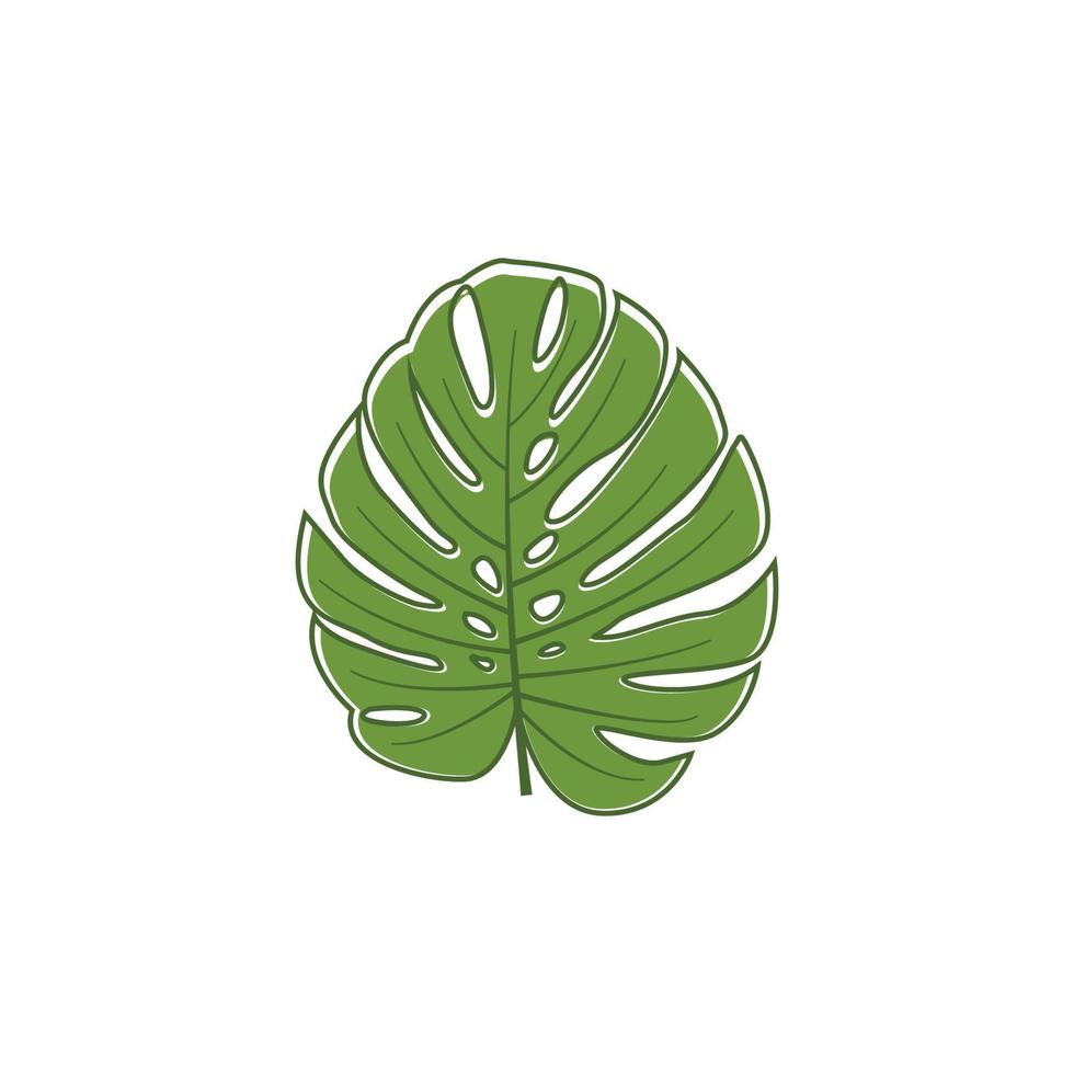 monstera leaf logotyp ikon designmall vektor
