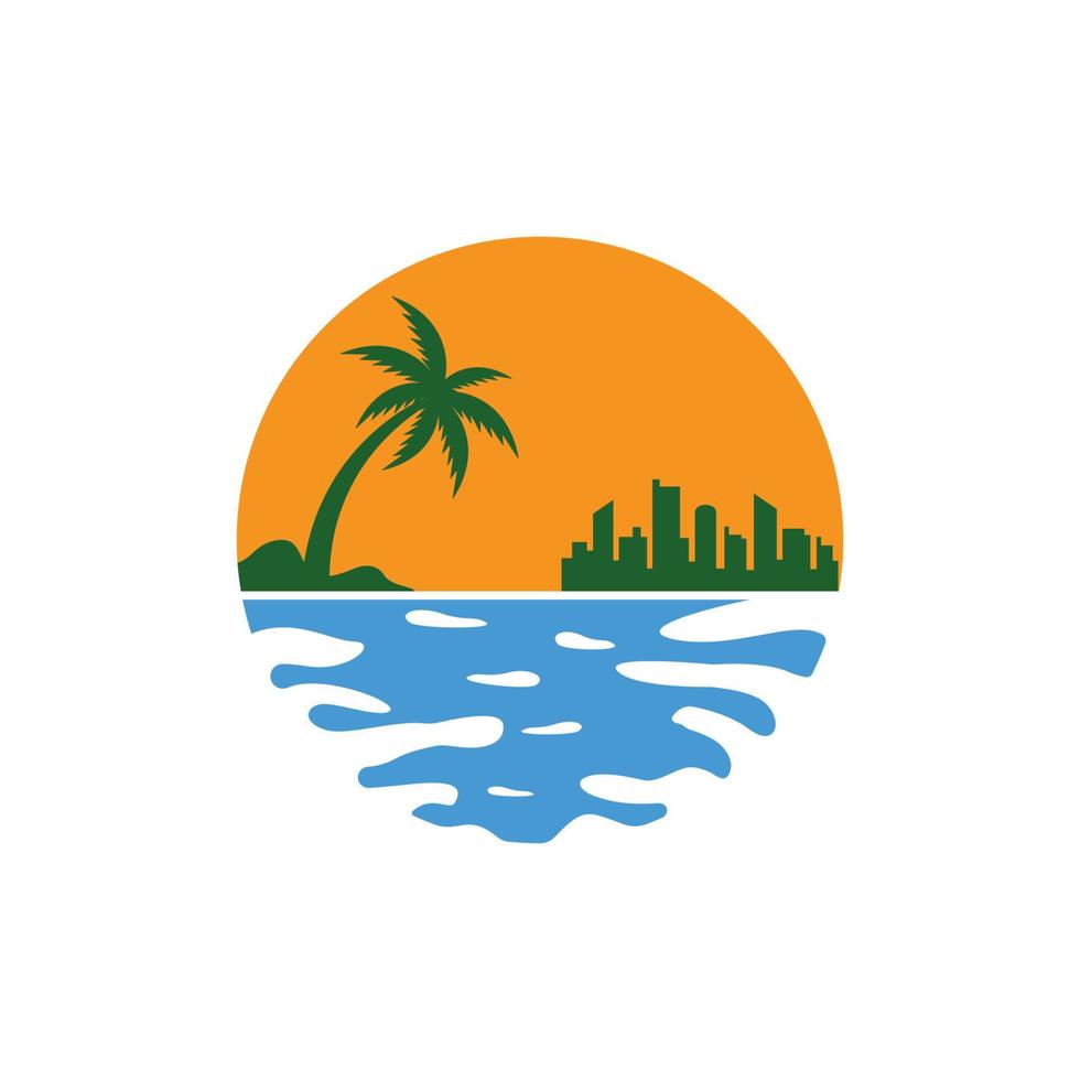 Sonnenuntergang Strand Logo Symbol Design Vorlage Vektor