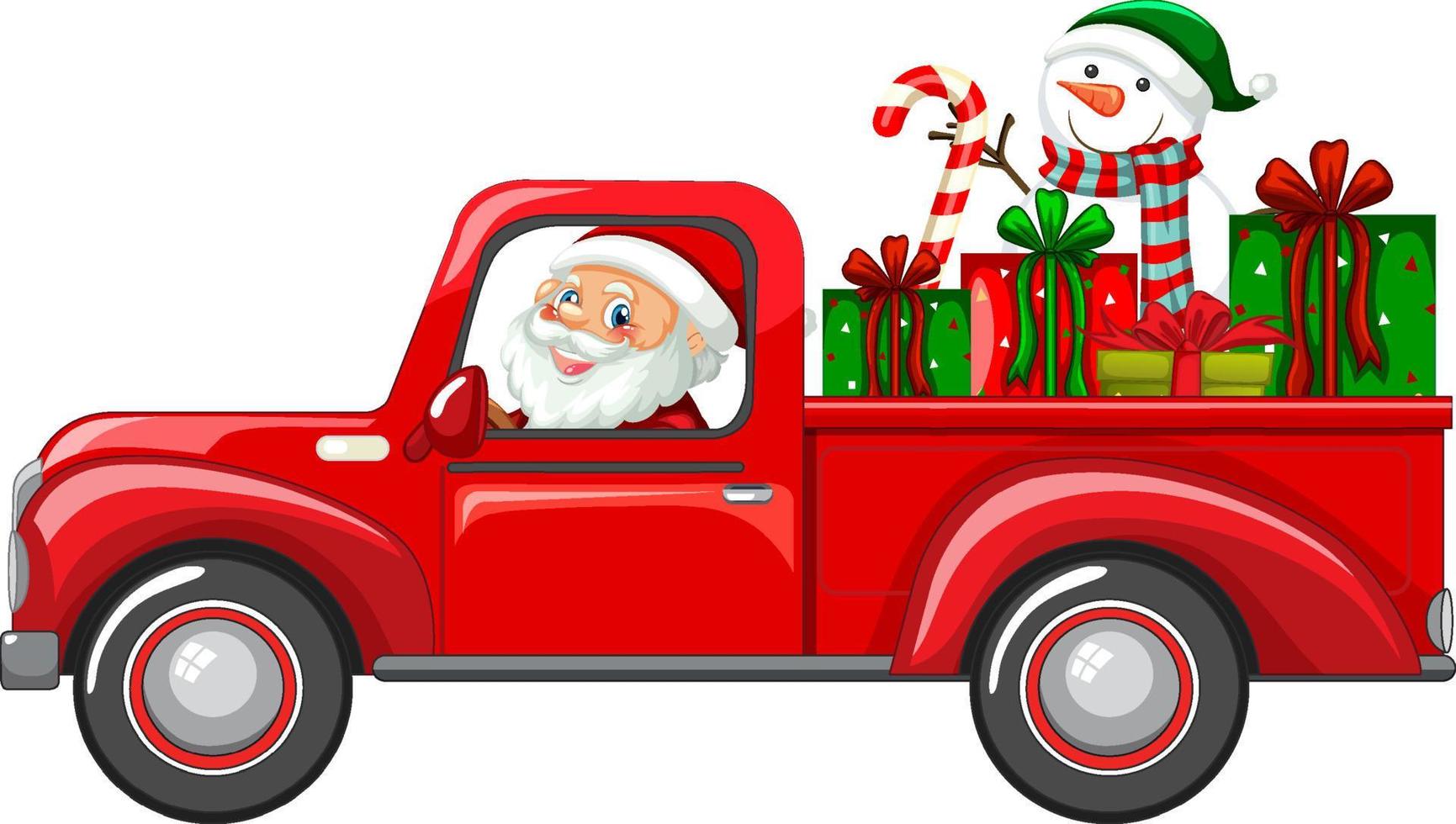 weihnachtsmann fährt auto zur lieferung von weihnachtsgeschenken vektor