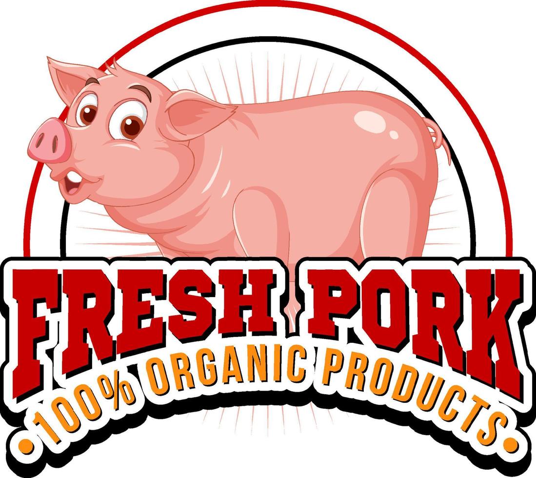 schwein-cartoon-charakter-logo für schweinefleischprodukte vektor