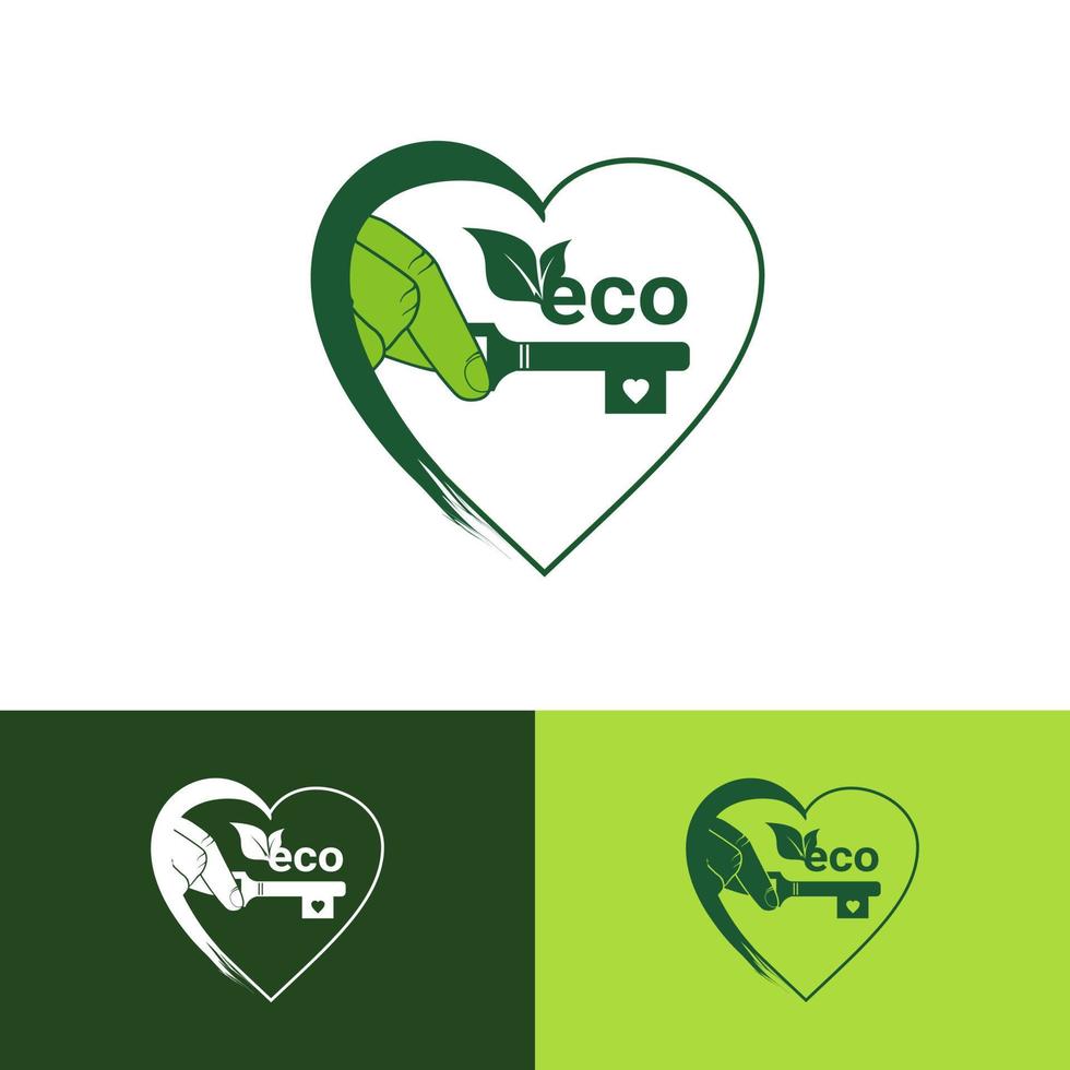 Herz-Öko-Blatt-Etikett. Logos des grünen Blattökologie-Naturikonenvektors vektor