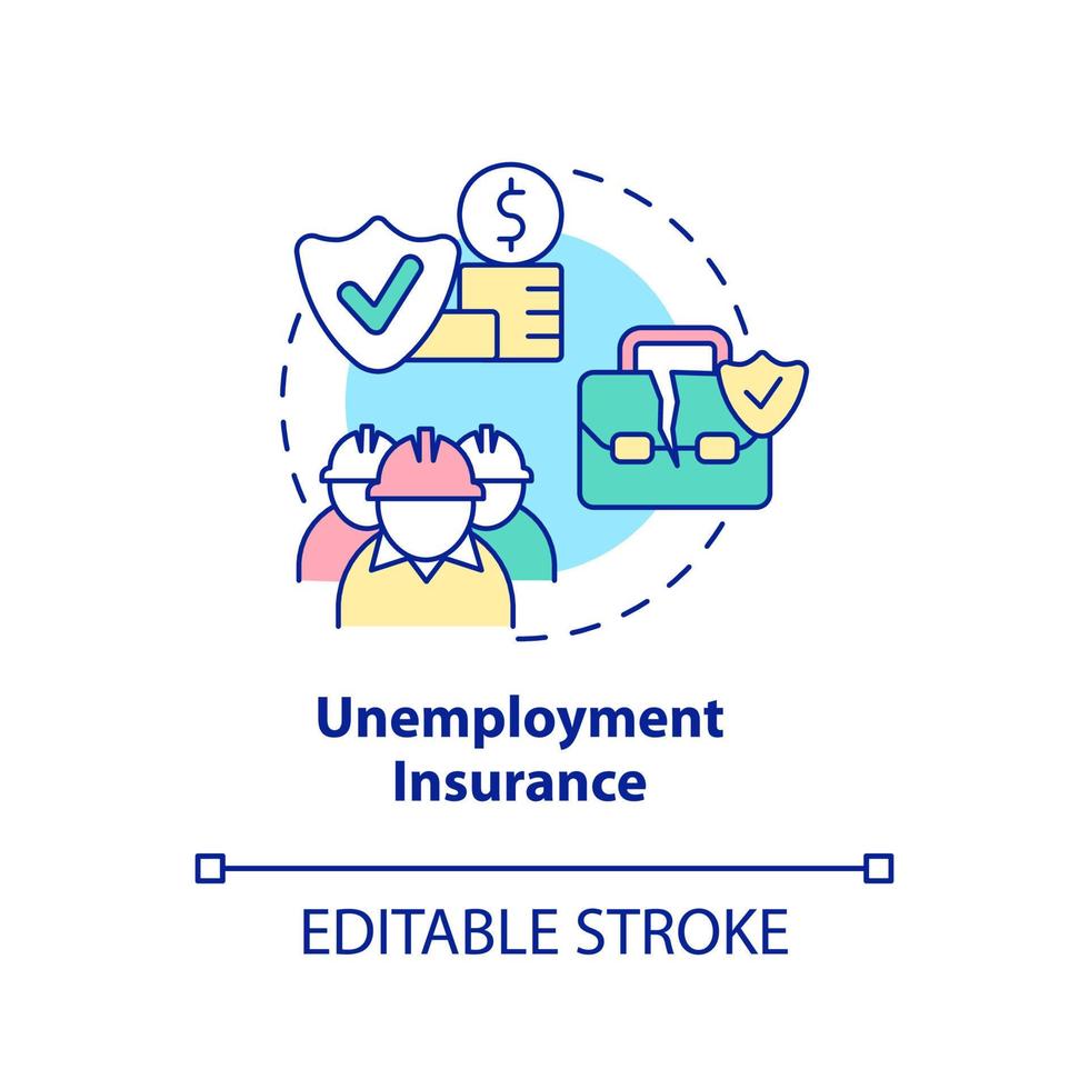 arbetslöshetsförsäkring koncept ikon. federalt socialt ekonomiskt stöd inkluderar abstrakt idé tunn linje illustration. isolerade konturritning. redigerbar linje. vektor
