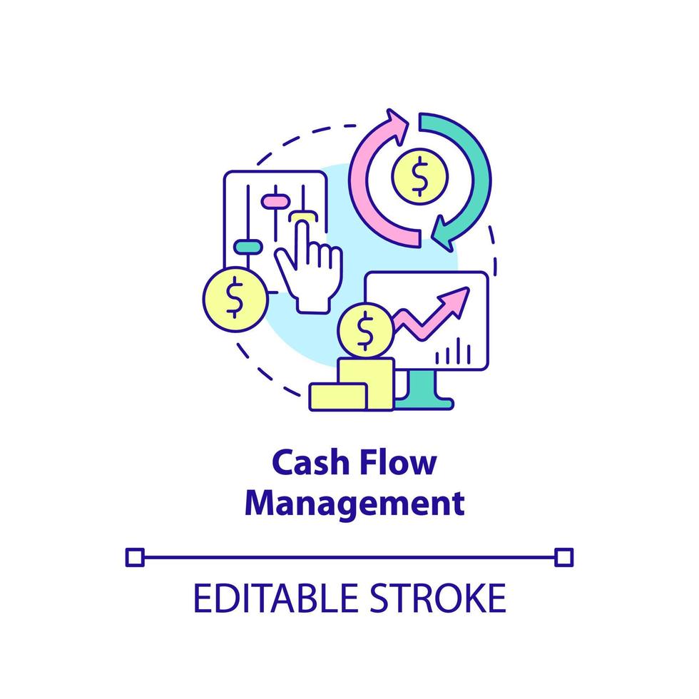 kassaflödeshantering koncept ikon. ekonomiskt skydd. fördelarna med försäkring abstrakt idé tunn linje illustration. isolerade konturritning. redigerbar linje. vektor