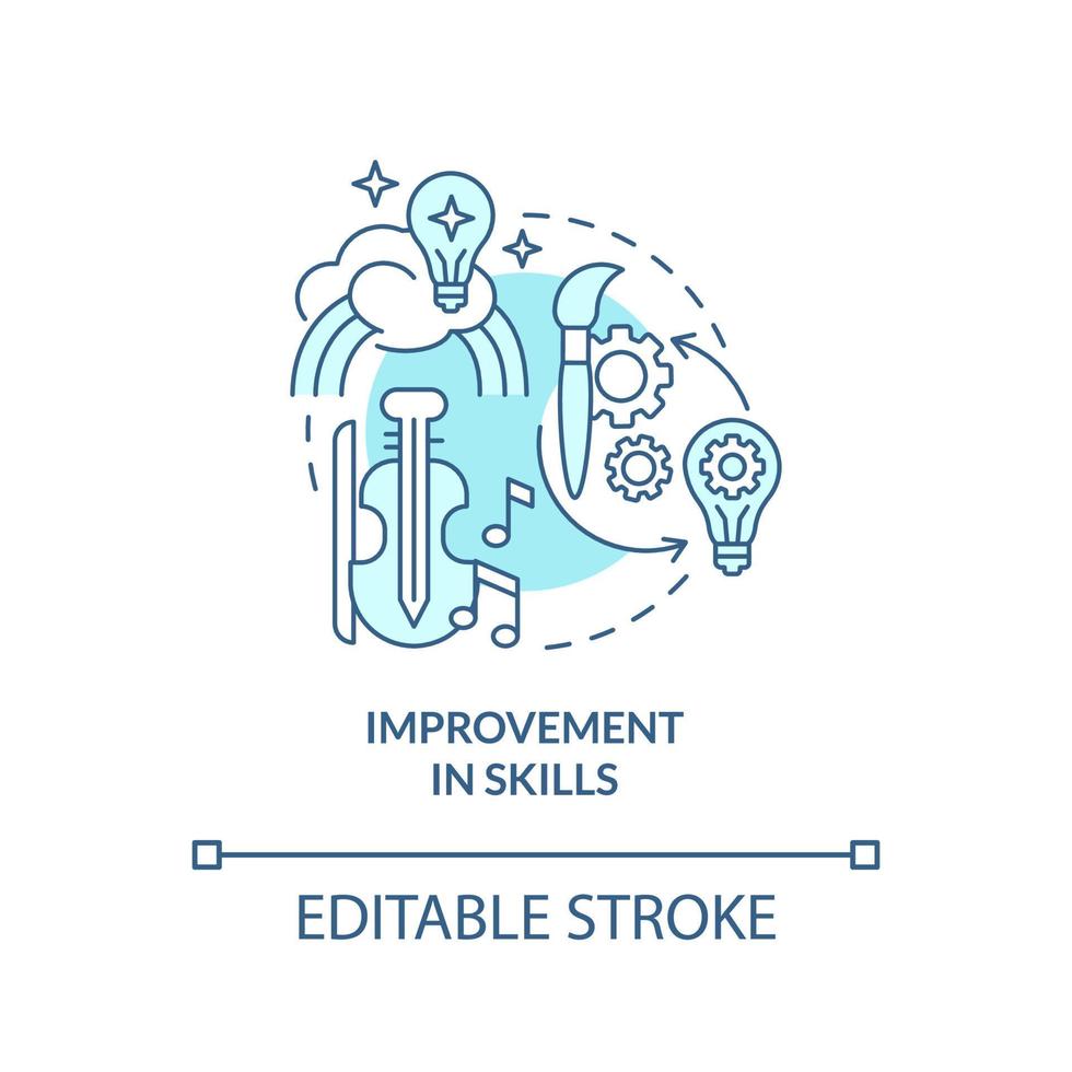 förbättring av färdigheter turkos konceptikon. livslång utbildning fördelar abstrakt idé tunn linje illustration. isolerade konturritning. redigerbar linje. vektor