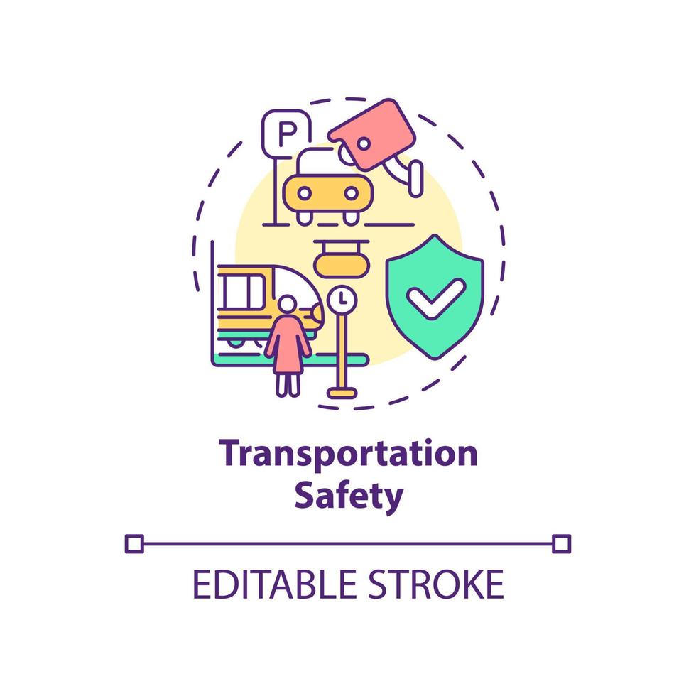 Symbol für das Konzept der Transportsicherheit. komfortables stadtdesign für frauen abstrakte idee dünne linie illustration. isolierte Umrisszeichnung. editierbarer Strich. vektor