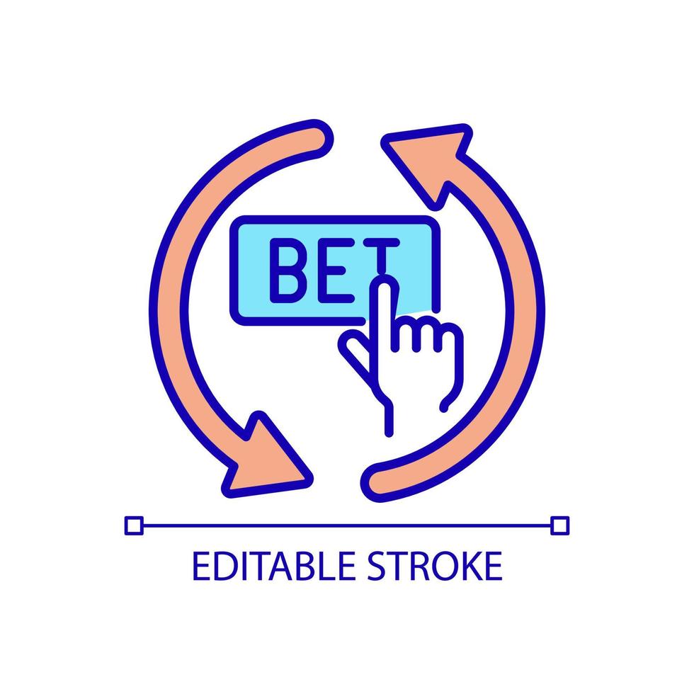 beroende av vadslagning rgb färgikon. ekonomiska utgifter för kasinospel. problem med tvångssyndrom. isolerade vektor illustration. enkel fylld linjeteckning. redigerbar linje.