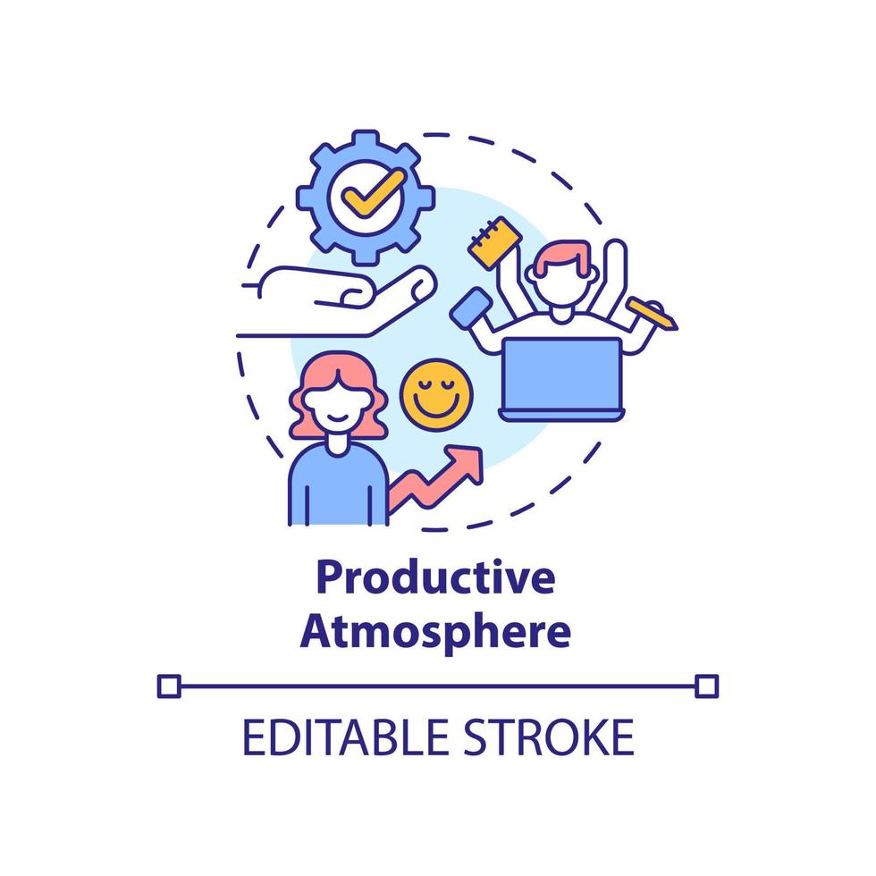 Symbol für das Konzept der produktiven Atmosphäre. positives arbeitsumfeld abstrakte idee dünne linie illustration. Arbeitszufriedenheit. isolierte Umrisszeichnung. vektor