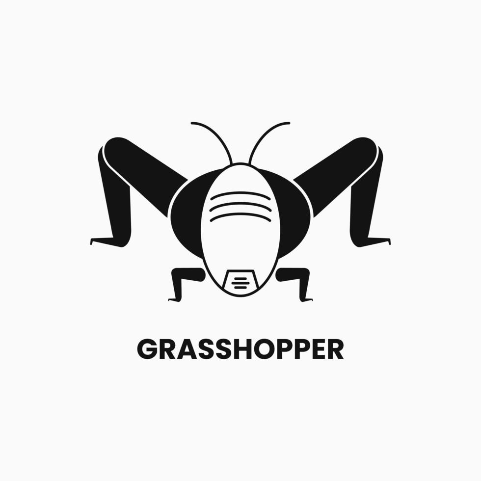 gräshoppa logotyp koncept. siluett, platt, insekt och enkel logotyp. lämplig för logotyp, ikon, symbol, maskot och tecken vektor