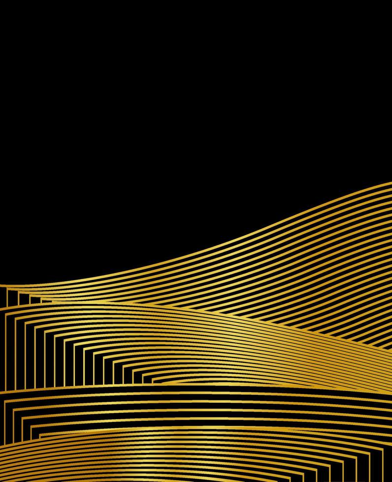 Mountain Line Art Hintergrund, luxuriöses Goldtapetendesign für das Cover, Einladungshintergrund, Verpackungsdesign, Wandkunst und Druck. vektor