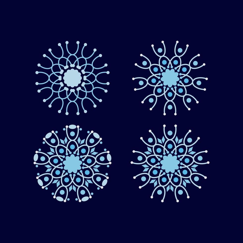 uppsättning blå monokrom geometriska snöflinga blomma ikon. abstrakt blommig element design. vektor illustration eps 10