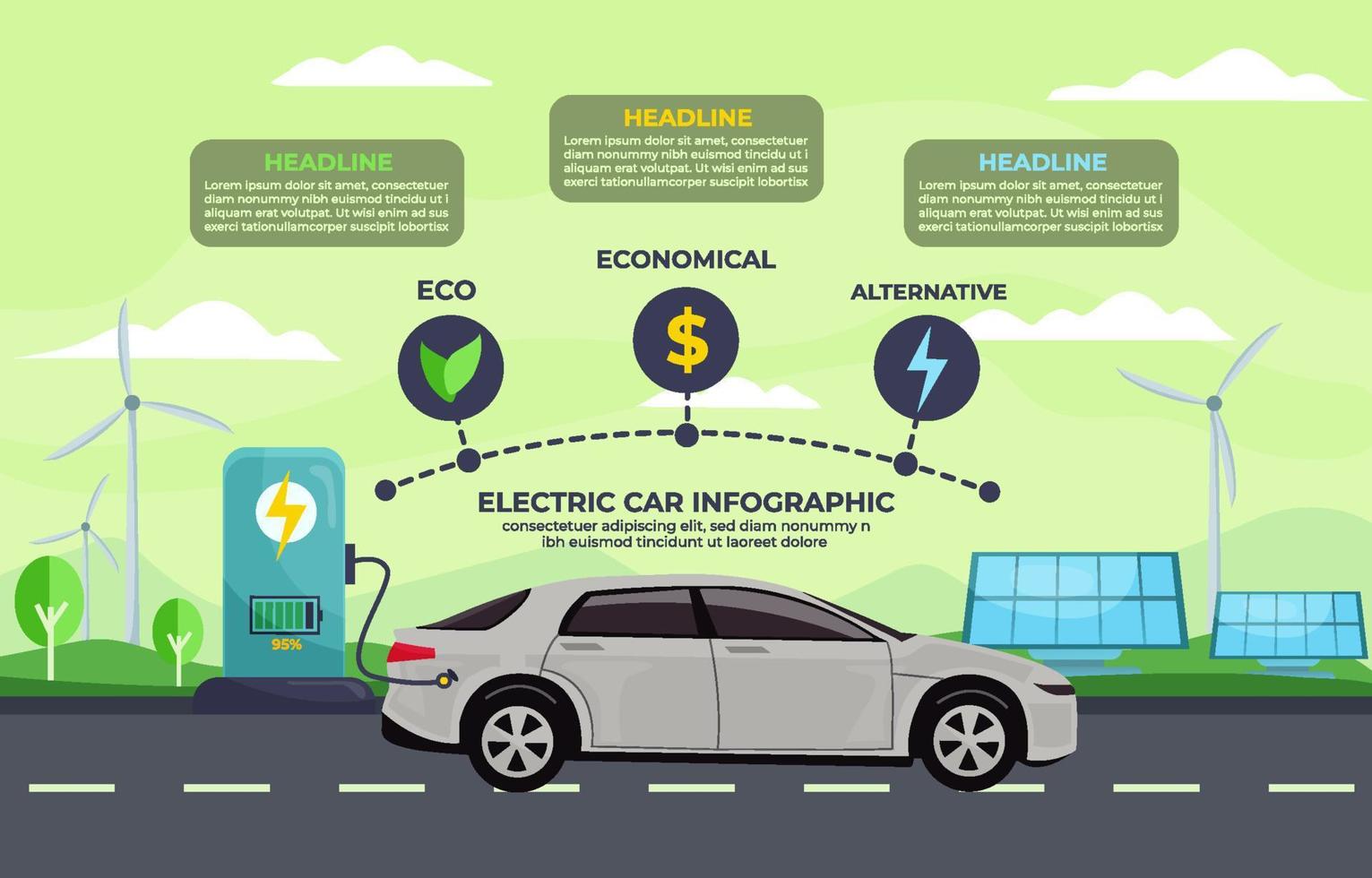 infografik zur elektroautotechnologie vektor