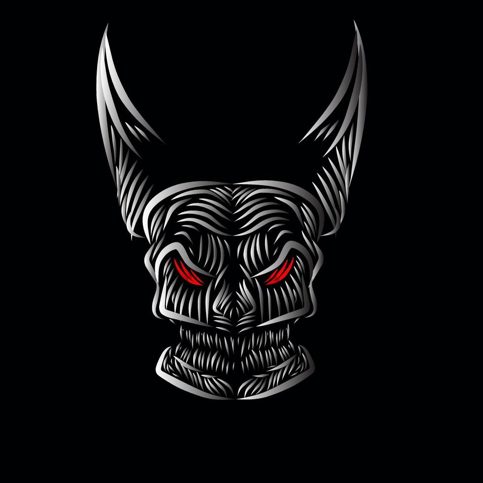 Todesschädellinie Pop Art Potrait Logo buntes Design mit dunklem Hintergrund. isolierter schwarzer Hintergrund für T-Shirt vektor