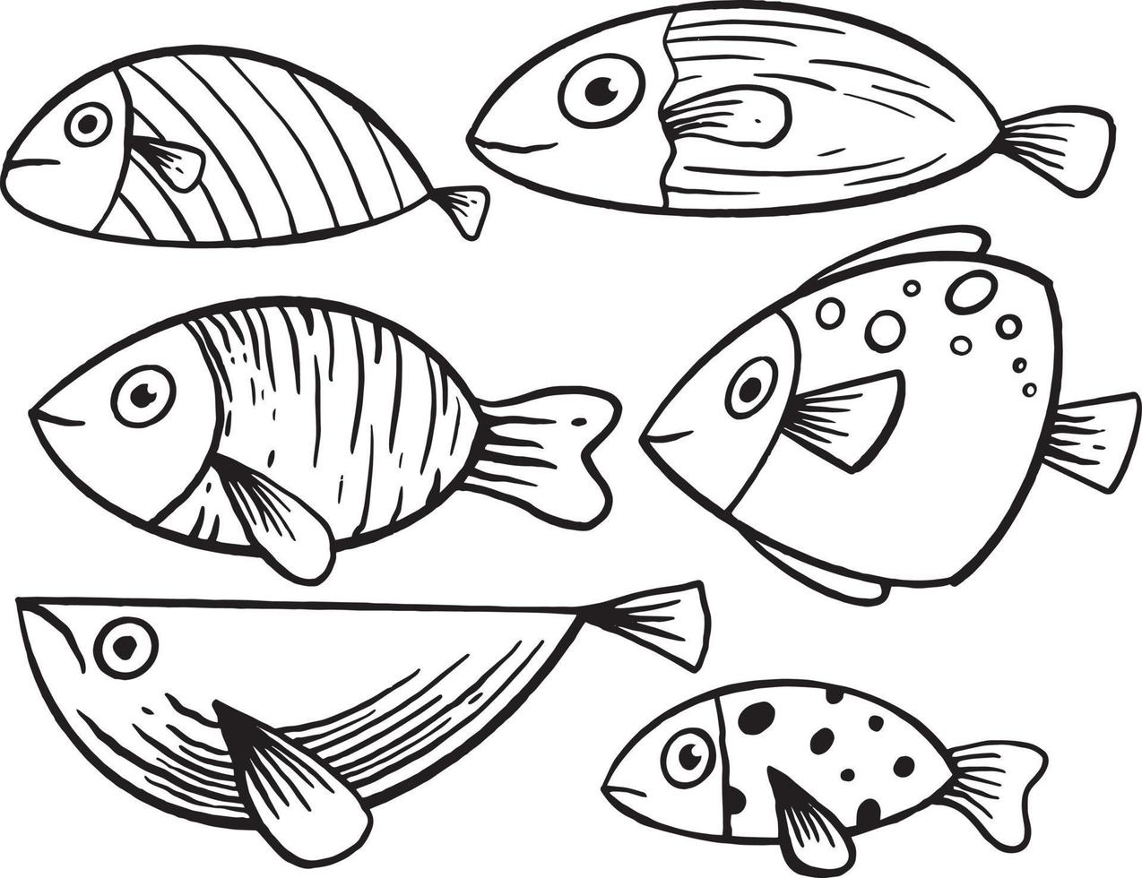 sammlung handgezeichnete fische doodle kinder illustration für aufkleber poster etc vektor