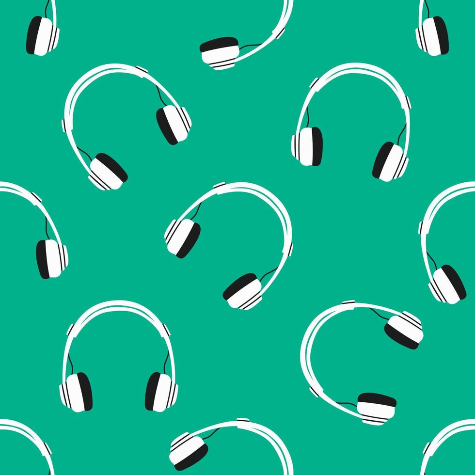 hörlurar, ljudutrustning, trådbundna och trådlösa hörlurar för musiklyssning. hörlursteknik tillbehör för smartphone eller dj. handritad mönster. vektor