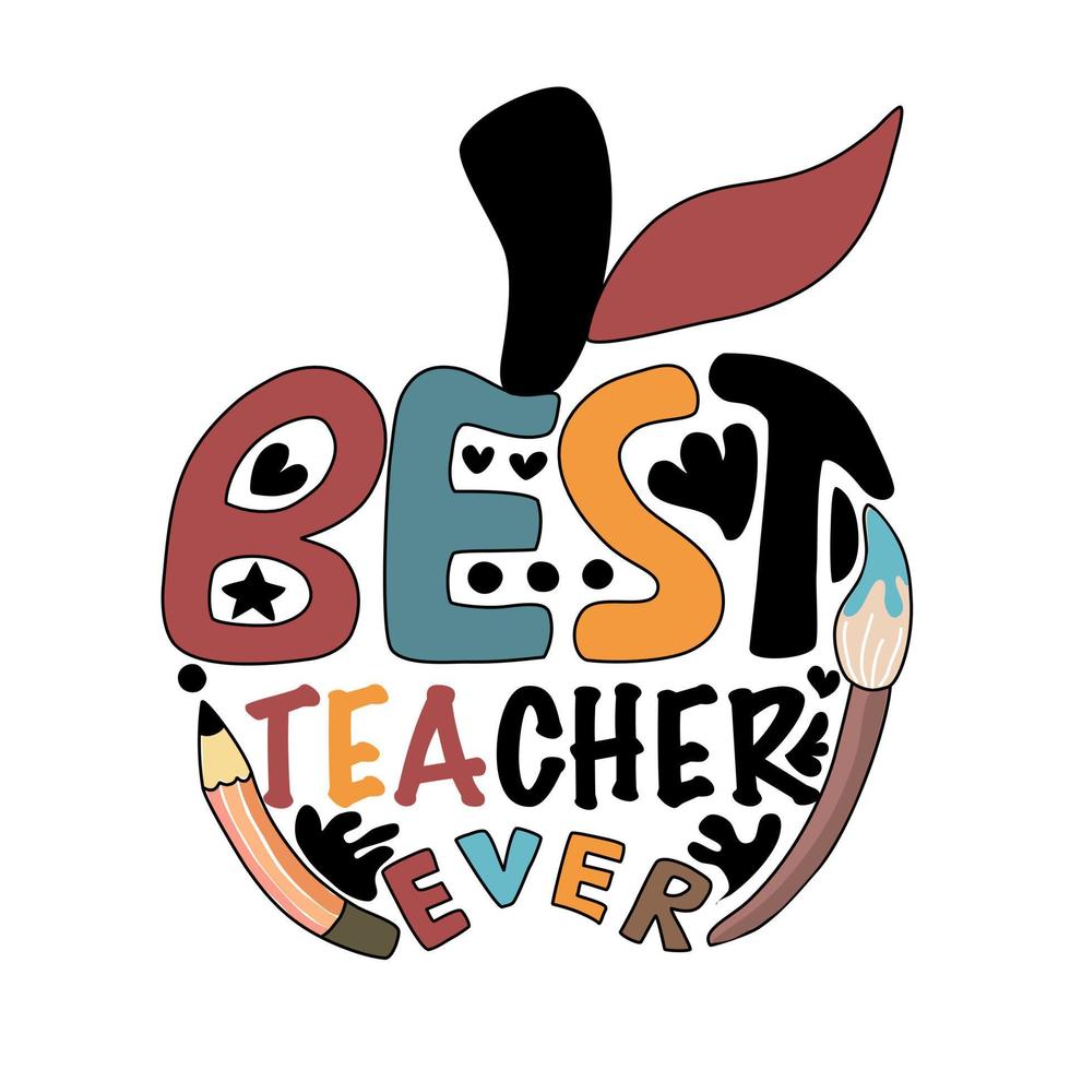 Vektorgrafik-Zitate und inspirierende Lehrer, Design-Doodle-Stil für T-Shirt-Designs, Karten, Digitaldrucke, Lehrertag, Geschenke, Leinwanddrucke, Taschen und mehr. vektor