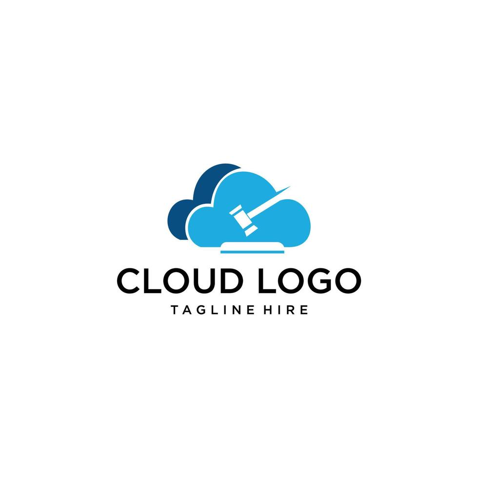 Cloud-Logo. Cloud-Computing-Vorlage. kreativ. internet global. Hochladen. Datentransfer. Webseite herunterladen. Technologie-Symbol. Netzwerksymbol. vektor