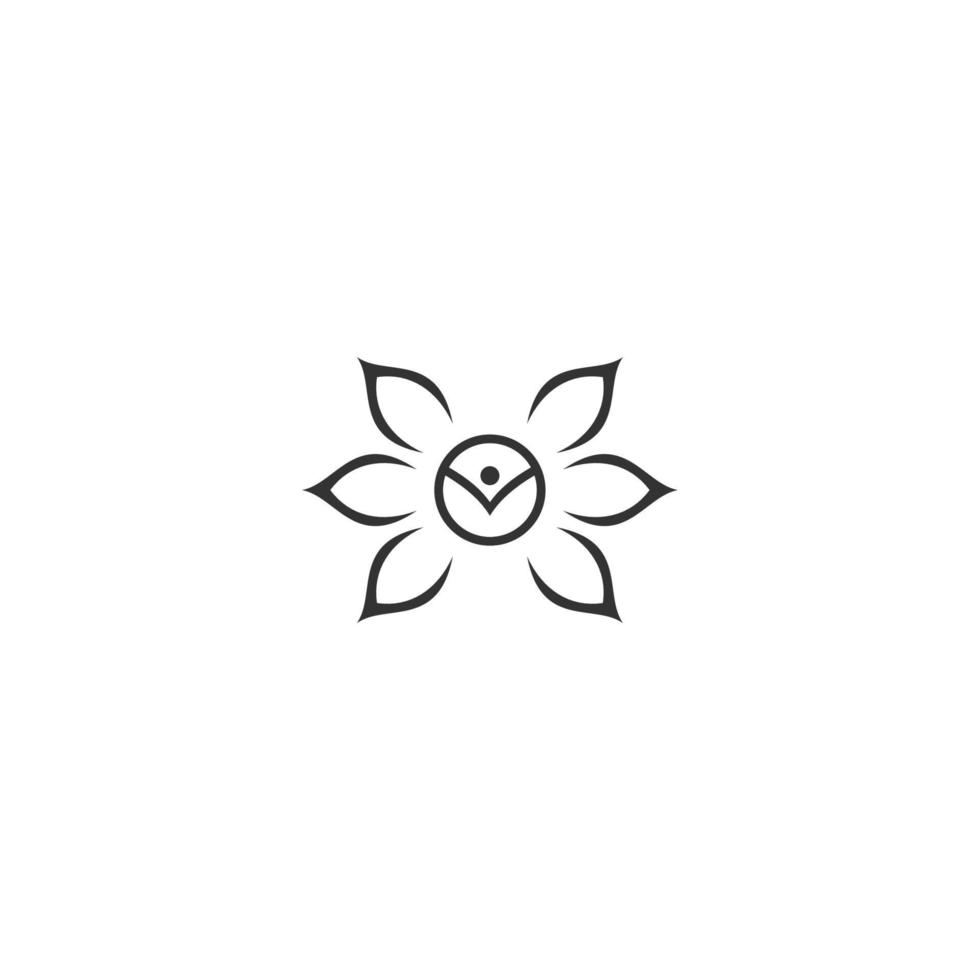 abstraktes Yoga menschliches lineares Logo. Thread-Person Blumen-Balance-Logo. kreatives spa, guru-vektormarke. vektor