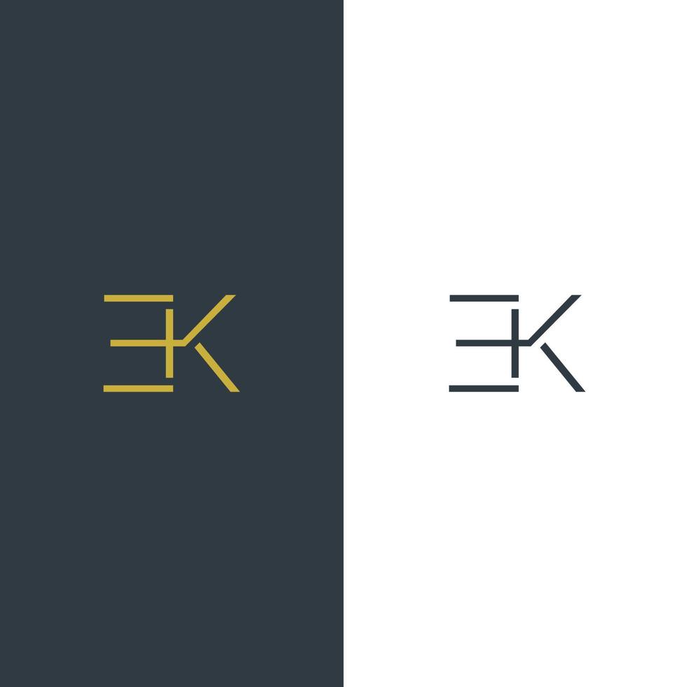 e och k initialbaserad logotypdesign. modern minimal sans serif teckensnittslogotyp vektor