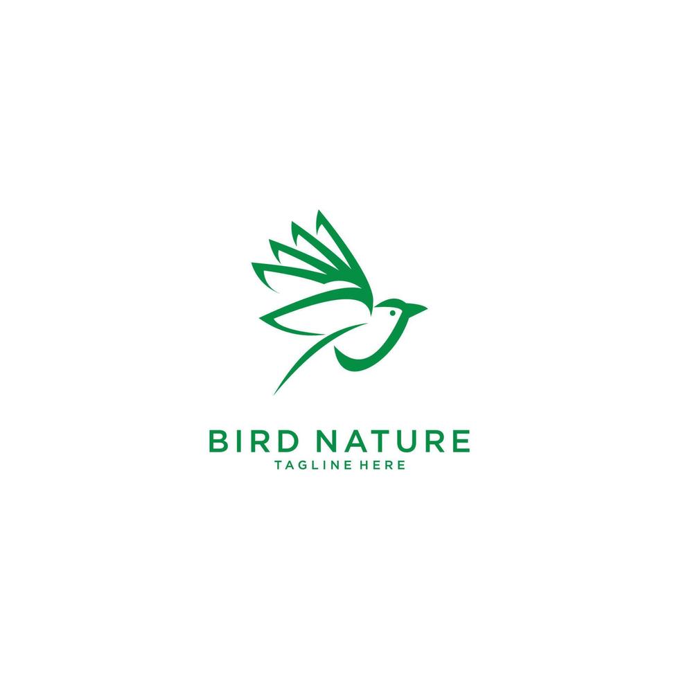 moderner Vogel mit grünem Blatt-Logo-Vorlagen-Vektorsymbol vektor