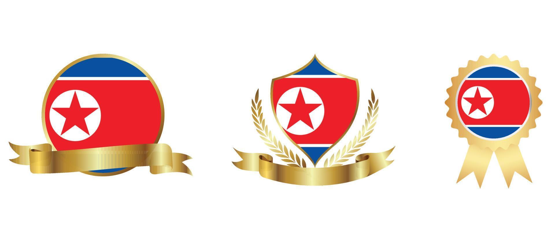 Nordkoreas flaggikon. web ikonuppsättning. ikoner samling platt. enkel vektorillustration. vektor
