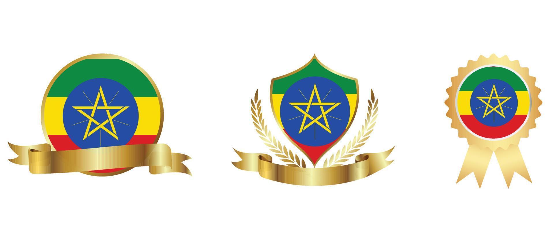 Äthiopien-Flagge-Symbol. Web-Icon-Set. Icons Sammlung flach. einfache Vektorillustration. vektor
