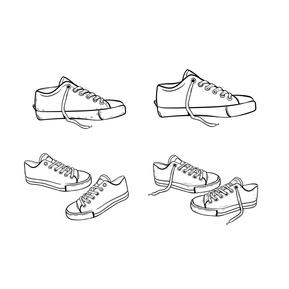 Schuh-Sneaker-Doodle-Kunst vektor