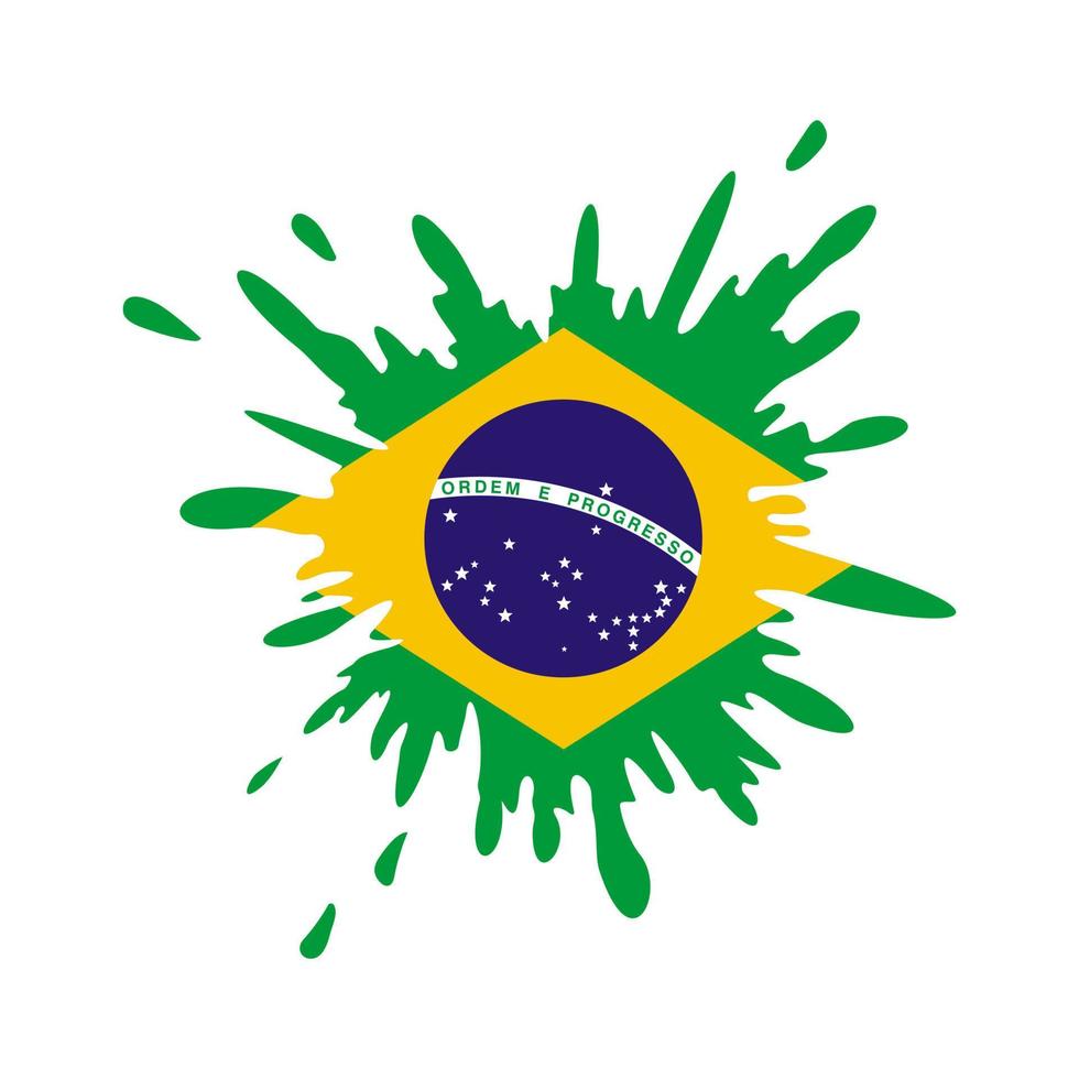 Splash mit brasilianischer Flagge. Brasilien-Vektor-Splash-Flag. kann im Cover-Design, Website-Hintergrund oder in der Werbung verwendet werden. brasilien- oder brasilia-flagge vektor