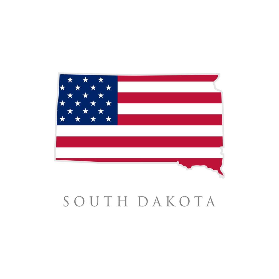 form av South dakota delstatskarta med amerikansk flagga. vektor illustration. kan användas för Amerikas förenta staters självständighetsdag, nationalism och patriotism illustration. USA flagga design