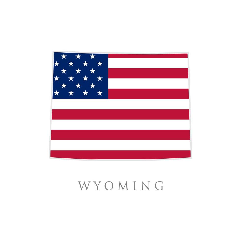 form av Wyoming State karta med amerikanska flaggan. vektor illustration. kan användas för Amerikas förenta staters självständighetsdag, nationalism och patriotism illustration. USA flagga design