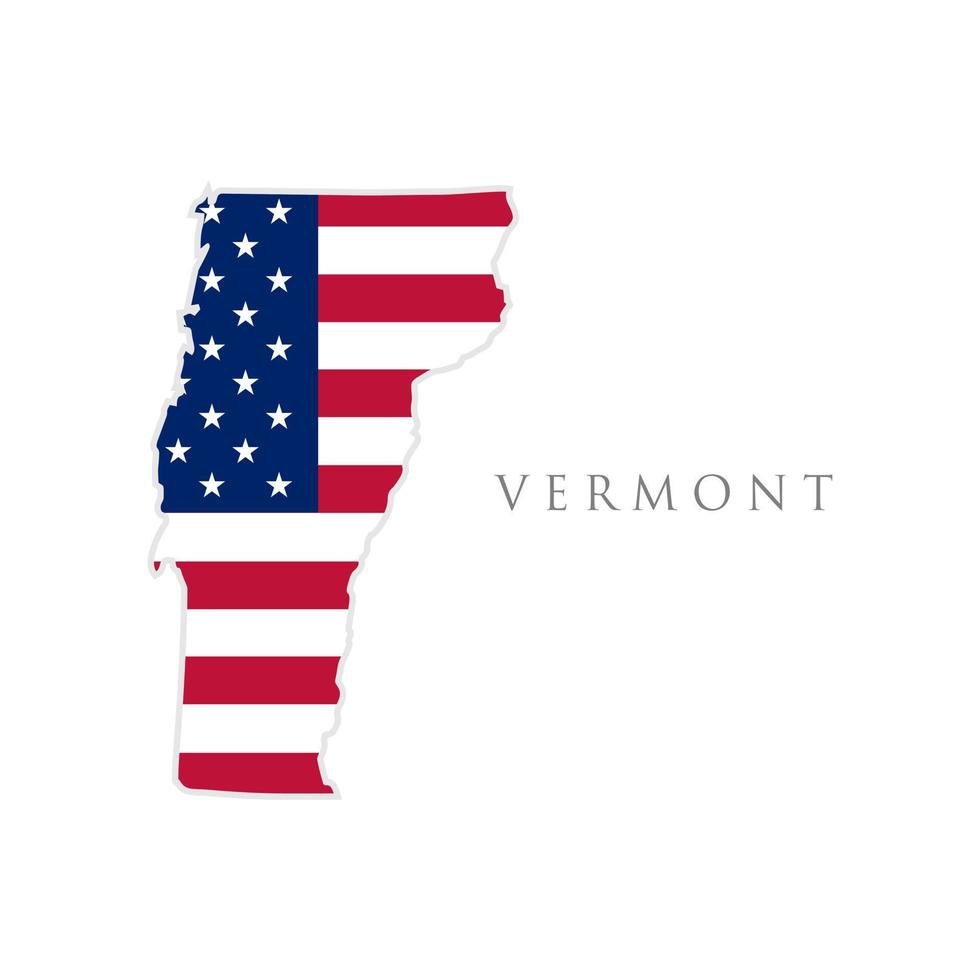 form av vermont state karta med amerikanska flaggan. vektor illustration. kan användas för Amerikas förenta staters självständighetsdag, nationalism och patriotism illustration. USA flagga design