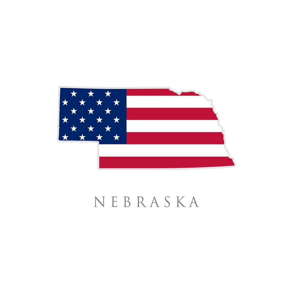 Form der Staatskarte von Nebraska mit amerikanischer Flagge. Vektor-Illustration. kann für den Unabhängigkeitstag der Vereinigten Staaten von Amerika, Nationalismus und Patriotismusillustration verwendet werden. US-Flaggendesign vektor