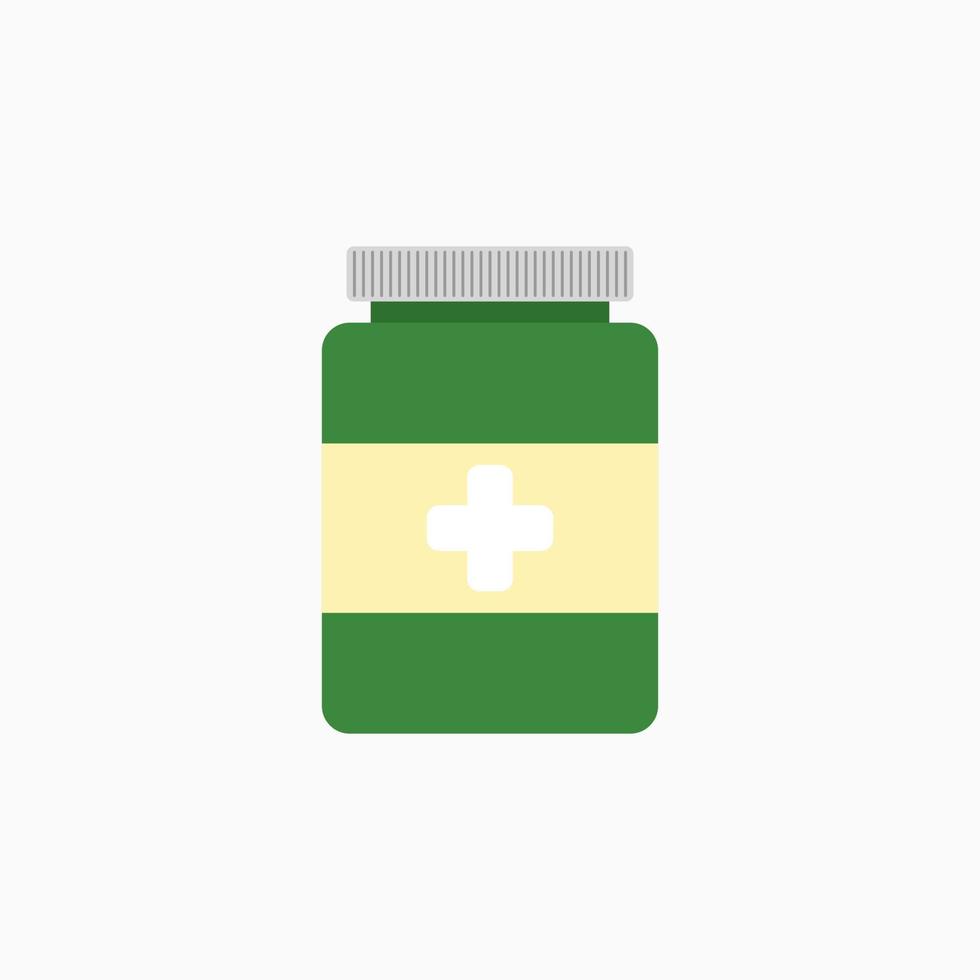 vektor medicin flaska. platt illustration av medicinflaska isolerad på vit bakgrund. farmaceutiska tecken symbol. medicin drog ikon