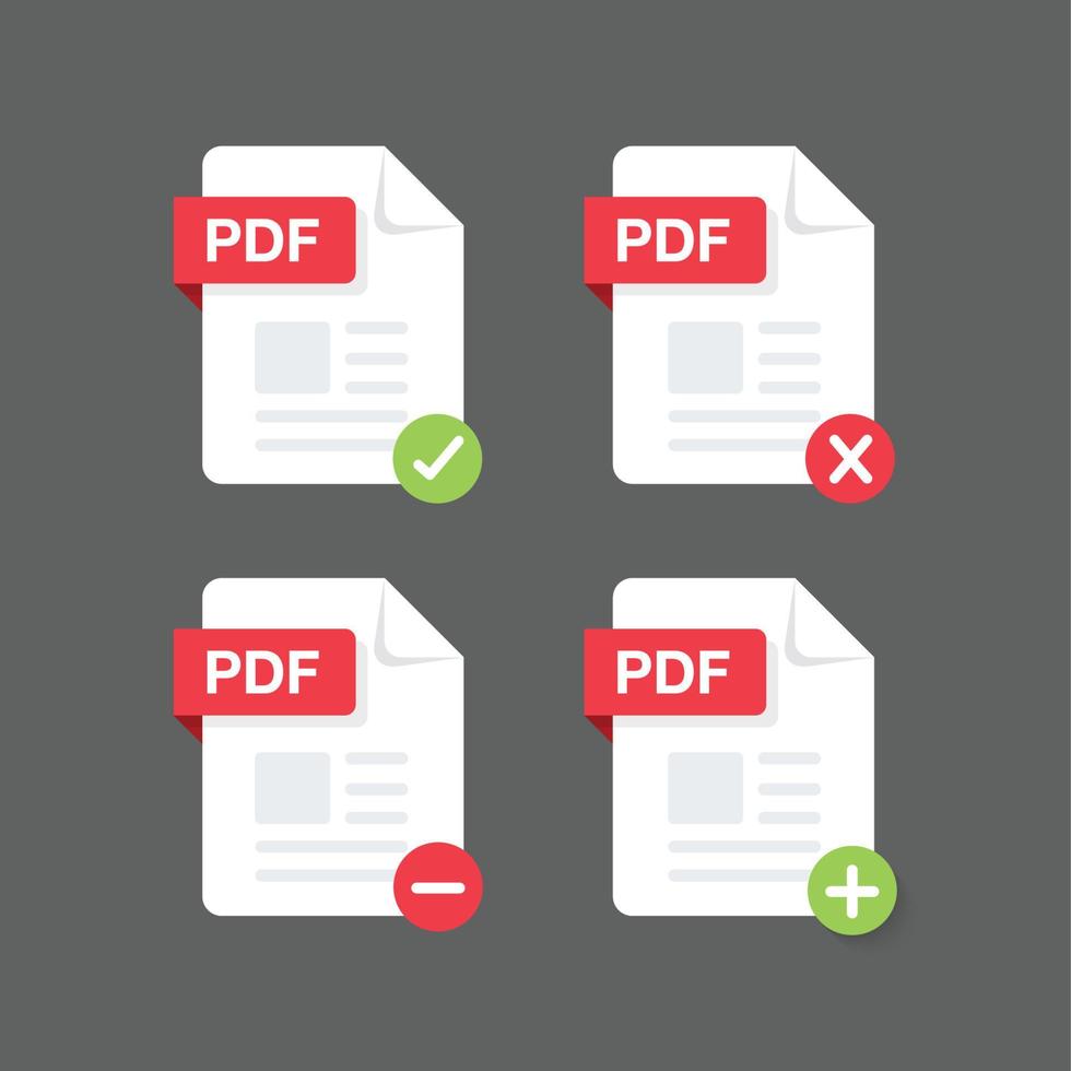 platt design med pdf-filer ladda ner dokument, ikon, symboluppsättning, vektor designelement illustration