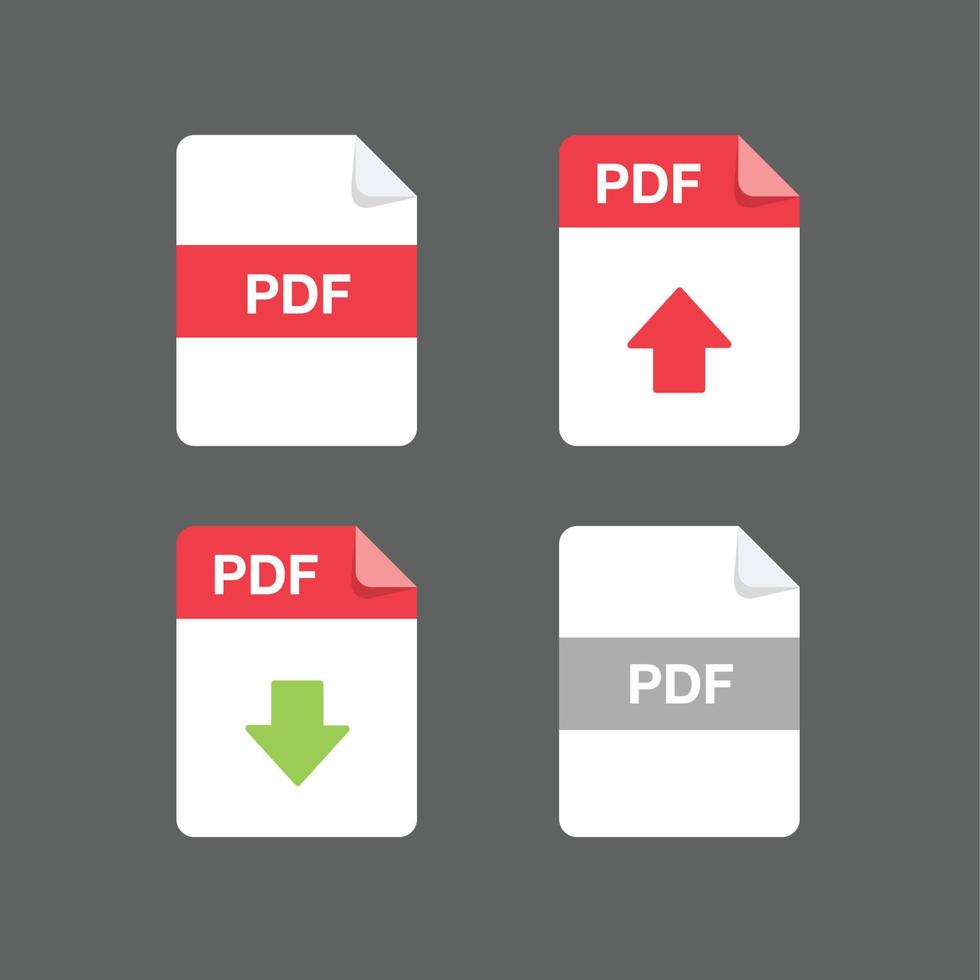 flaches design mit pdf-dateien download-upload-dokument, symbol, symbolsatz, vektorgestaltungselementillustration vektor