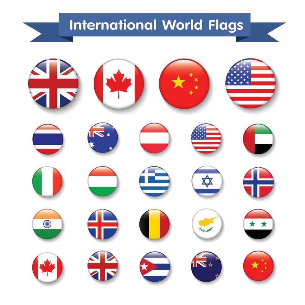 internationella flaggan i cirkel, vektor design emant illustration