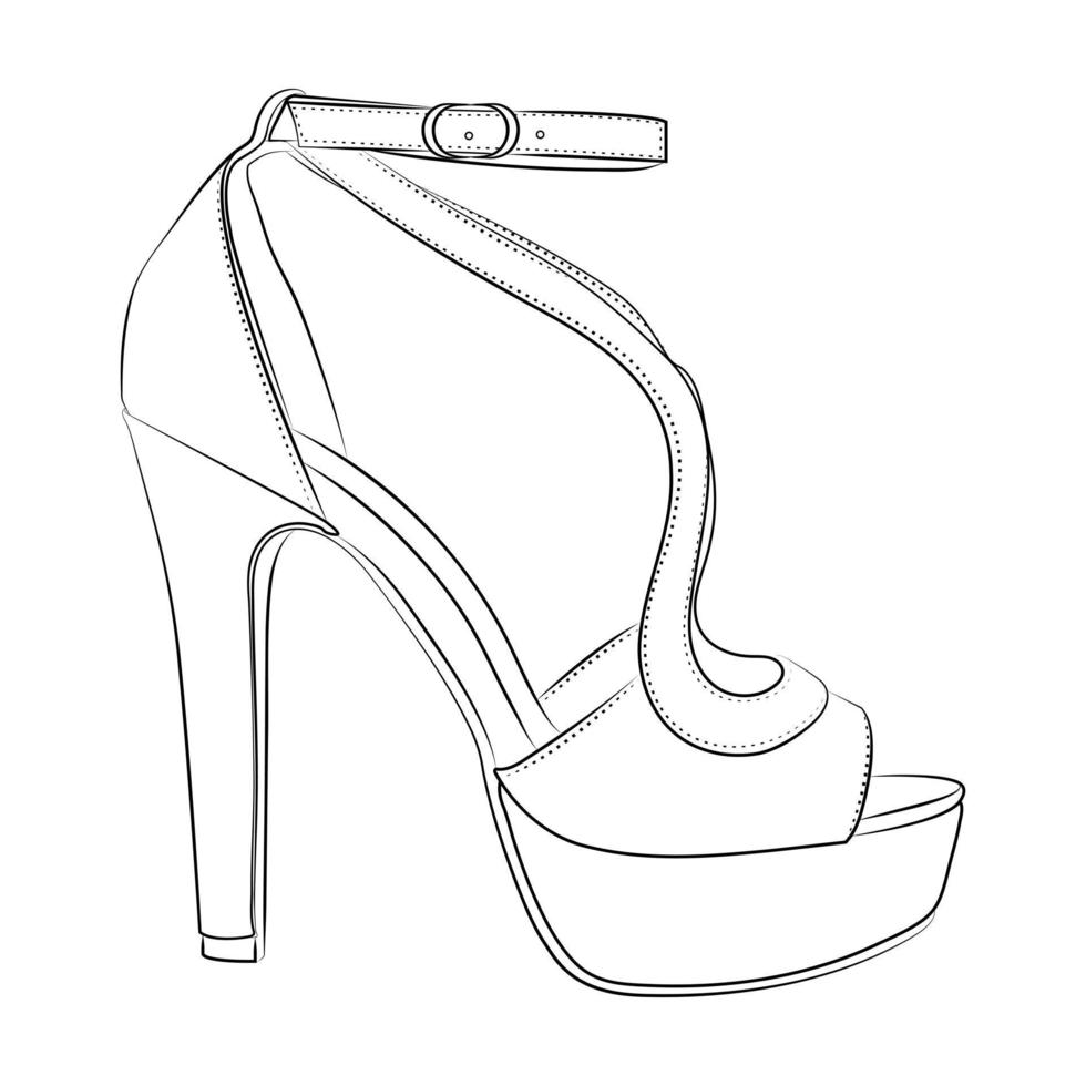 Stöckelschuhe umreißen Stype-Vektor-Designelement, Illustration vektor