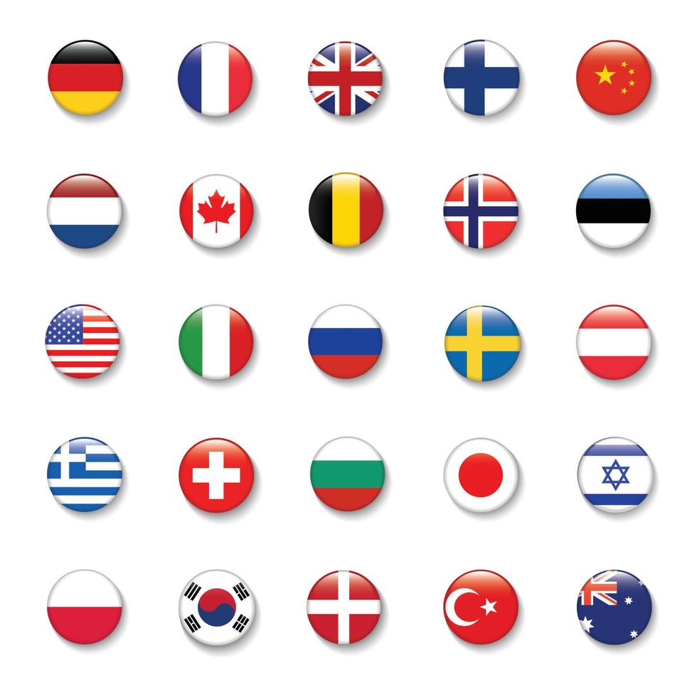 Internationale Flagge im Kreis gesetzt, elemante Illustration des Vektordesigns vektor