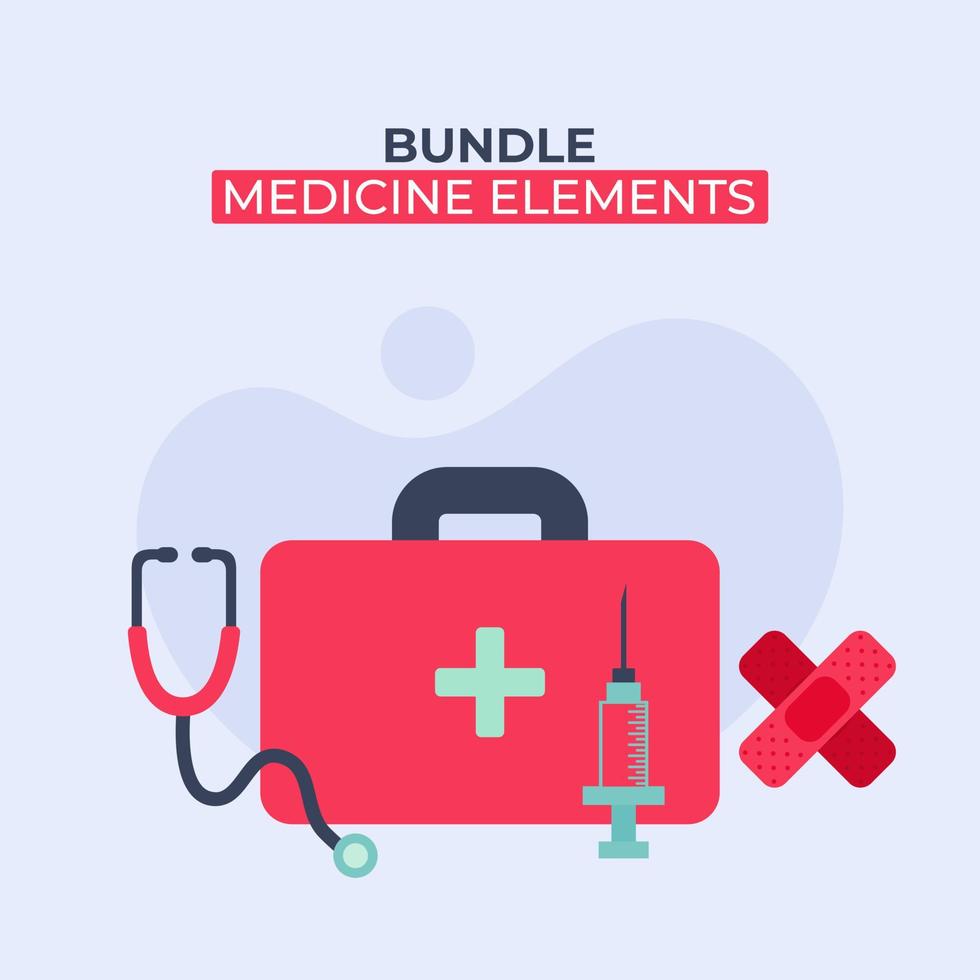 uppsättning medicin element vektor illustration. element för webben, flygblad, banner, website.corona virus, covid 19. bunt av medicinska element. platt designstil