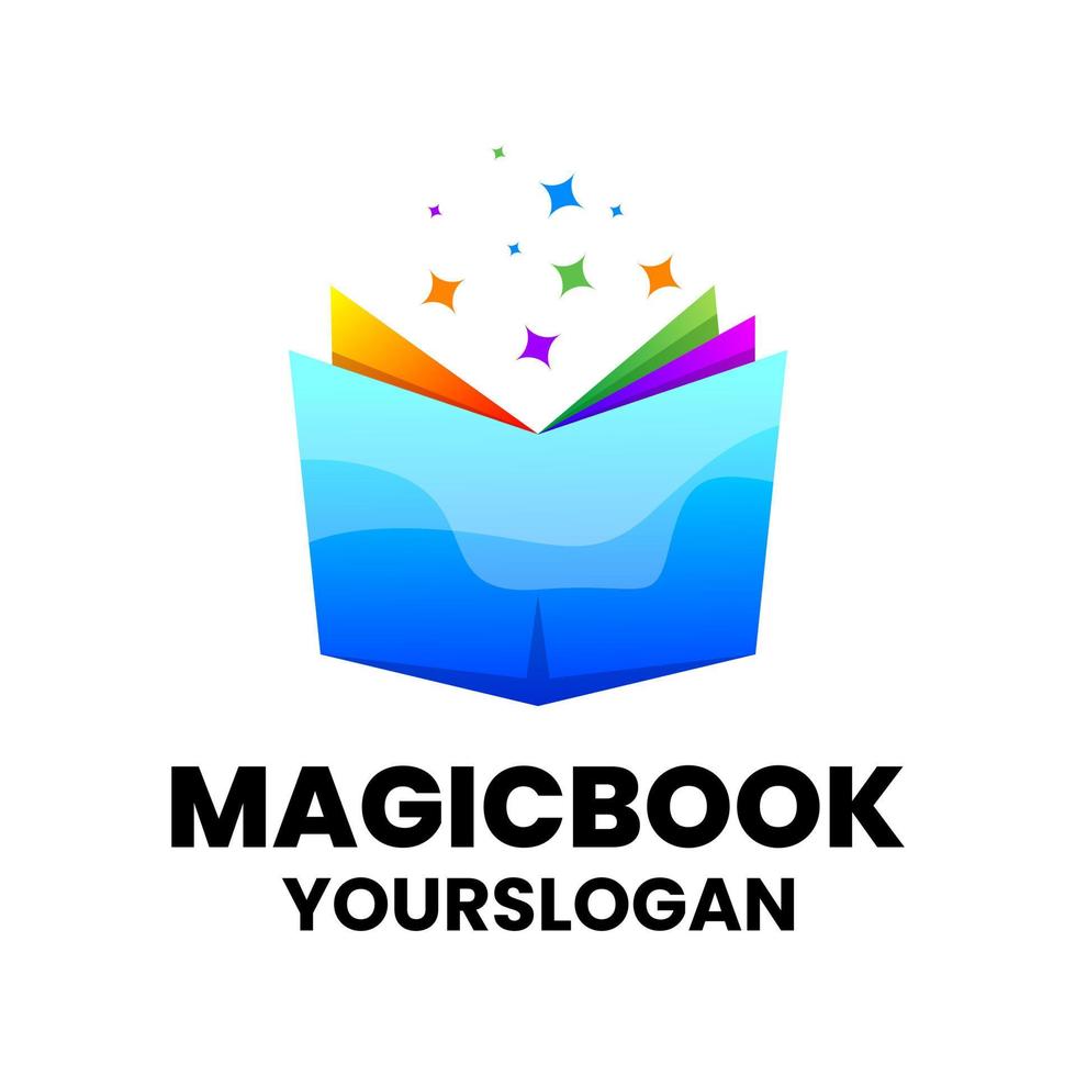 Logo-Design mit magischem Buchverlauf vektor