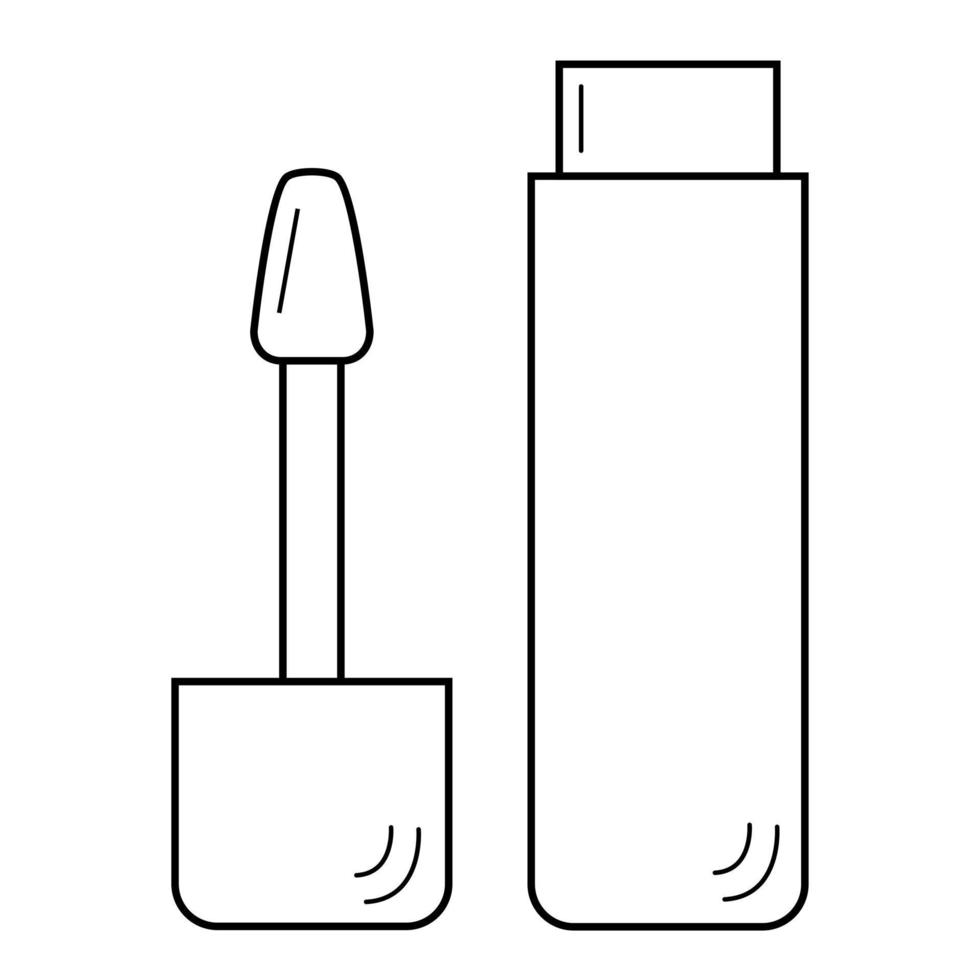 handritad läppglans. ett verktyg för att applicera kosmetika. doodle skiss. vektor illustration
