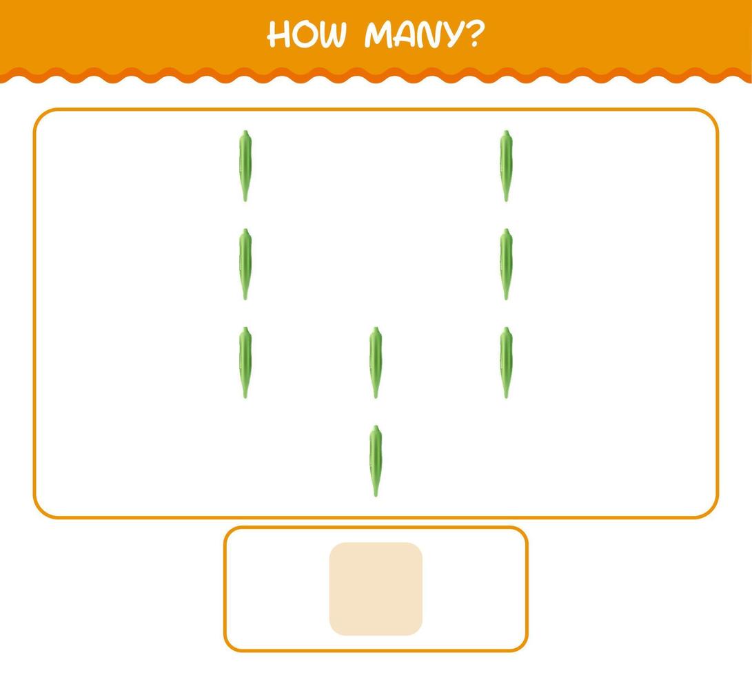 Wie viele Zeichentrick-Okra. Zählspiel. Lernspiel für Kinder und Kleinkinder im Vorschulalter vektor