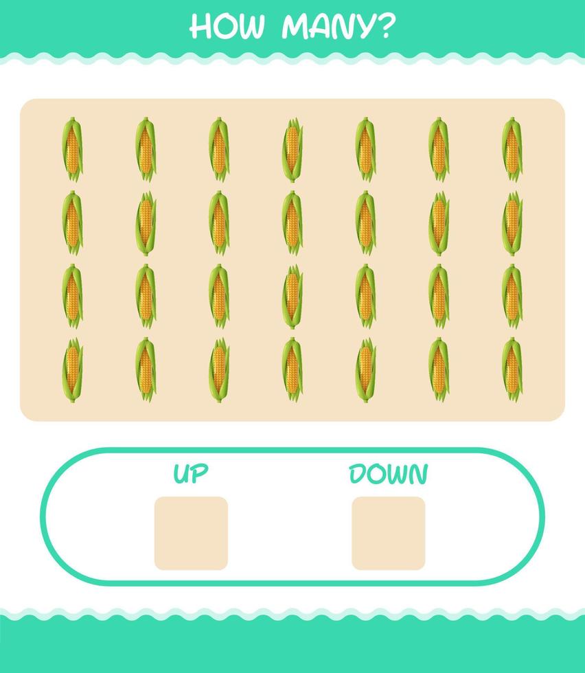 hur många tecknade majs. räknespel. pedagogiskt spel för barn och småbarn i förskoleåldern vektor