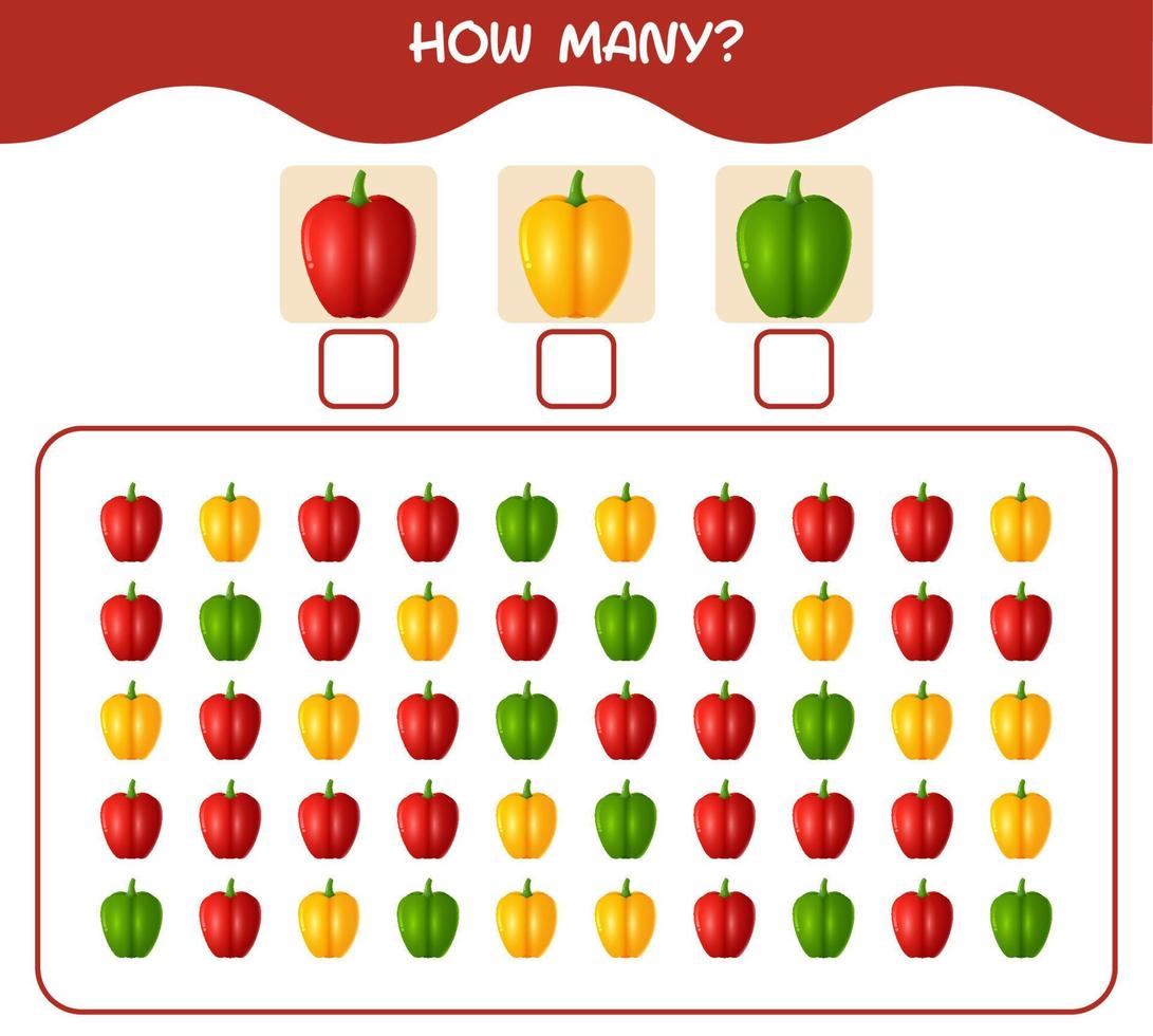 hur många tecknade grönsaker. räknespel. pedagogiskt spel för barn och småbarn i förskoleåldern vektor