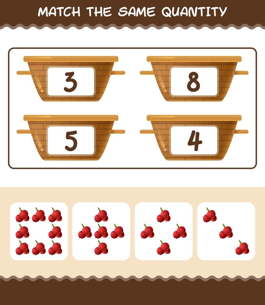 matcha samma mängd tranbär. räknespel. pedagogiskt spel för barn och småbarn i förskoleåldern vektor